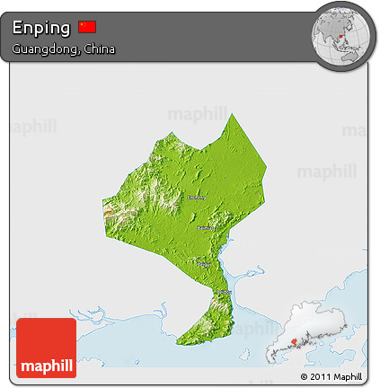 Physical 3D Map of Enping, single color outside