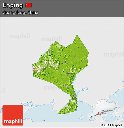 Physical 3D Map of Enping, single color outside