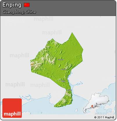 Physical 3D Map of Enping, single color outside