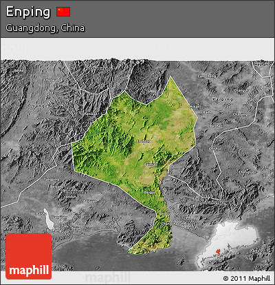 Satellite 3D Map of Enping, desaturated