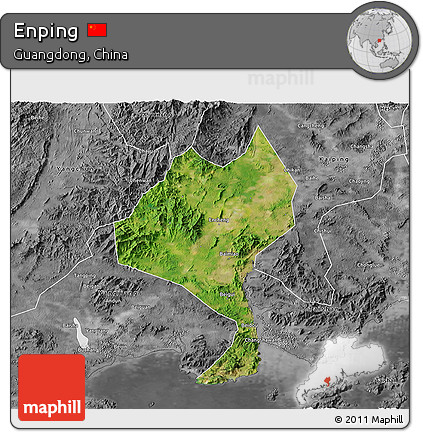 Satellite 3D Map of Enping, desaturated