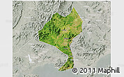 Satellite 3D Map of Enping, lighten, semi-desaturated
