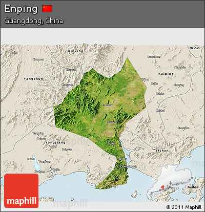 Satellite 3D Map of Enping, shaded relief outside