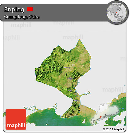 Satellite 3D Map of Enping, single color outside