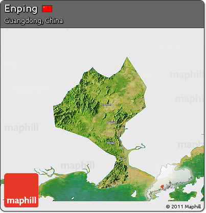 Satellite 3D Map of Enping, single color outside