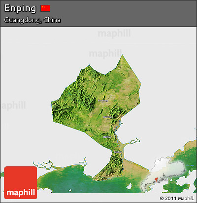 Satellite 3D Map of Enping, single color outside