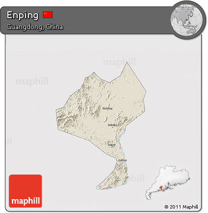 Shaded Relief 3D Map of Enping, cropped outside