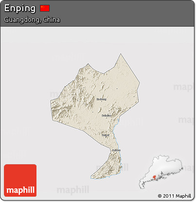 Shaded Relief 3D Map of Enping, cropped outside