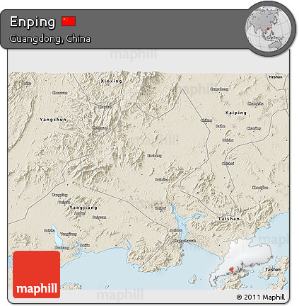 Shaded Relief 3D Map of Enping