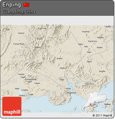 Shaded Relief 3D Map of Enping