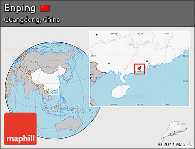 Gray Location Map of Enping, highlighted country