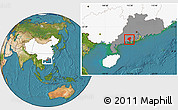Satellite Location Map of Enping, highlighted country, highlighted parent region