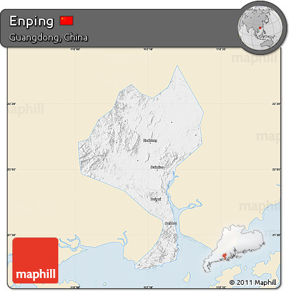 Classic Style Map of Enping, single color outside