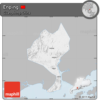Gray Map of Enping, single color outside