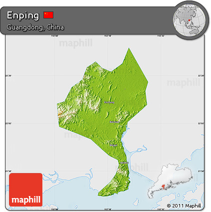 Physical Map of Enping, single color outside
