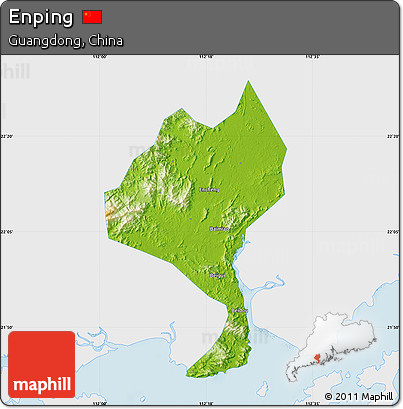 Physical Map of Enping, single color outside
