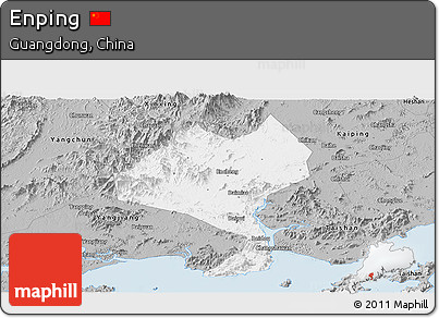 Gray Panoramic Map of Enping