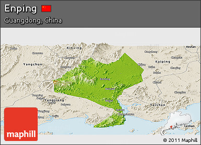 Physical Panoramic Map of Enping, shaded relief outside
