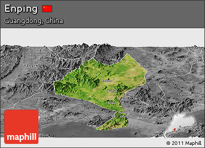 Satellite Panoramic Map of Enping, desaturated