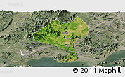 Satellite Panoramic Map of Enping, semi-desaturated