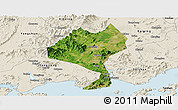 Satellite Panoramic Map of Enping, shaded relief outside