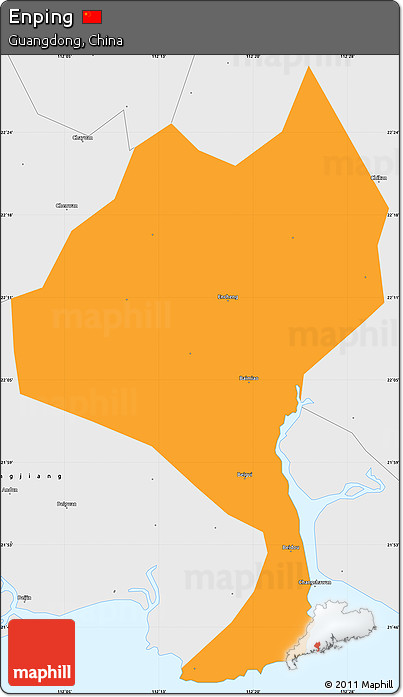 Political Simple Map of Enping, single color outside, borders and labels
