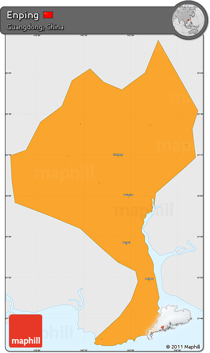 Political Simple Map of Enping, single color outside
