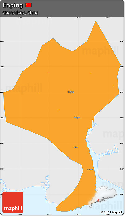 Political Simple Map of Enping, single color outside