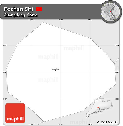 Silver Style Simple Map of Foshan Shi