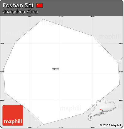 Silver Style Simple Map of Foshan Shi