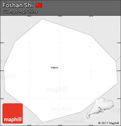 Silver Style Simple Map of Foshan Shi