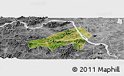 Satellite Panoramic Map of Gaoming, desaturated