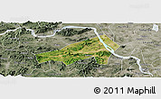 Satellite Panoramic Map of Gaoming, semi-desaturated