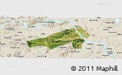 Satellite Panoramic Map of Gaoming, shaded relief outside