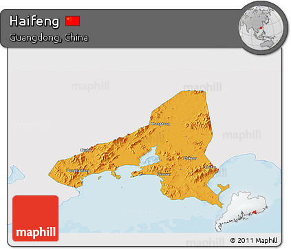 Political 3D Map of Haifeng, single color outside