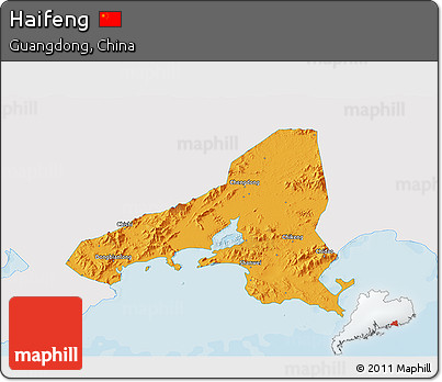 Political 3D Map of Haifeng, single color outside