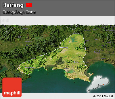 Satellite 3D Map of Haifeng, darken