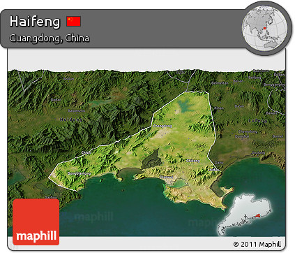 Satellite 3D Map of Haifeng, darken