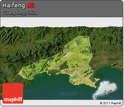 Satellite 3D Map of Haifeng, darken
