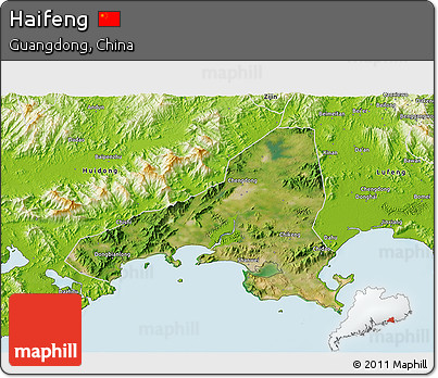 Satellite 3D Map of Haifeng, physical outside