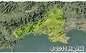 Satellite 3D Map of Haifeng, semi-desaturated