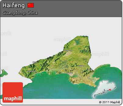 Satellite 3D Map of Haifeng, single color outside