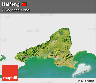 Satellite 3D Map of Haifeng, single color outside