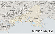 Shaded Relief 3D Map of Haifeng, semi-desaturated