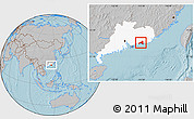 Gray Location Map of Haifeng, highlighted parent region, hill shading