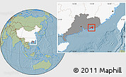 Savanna Style Location Map of Haifeng, highlighted country, highlighted parent region, hill shading