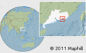 Savanna Style Location Map of Haifeng, highlighted parent region, hill shading