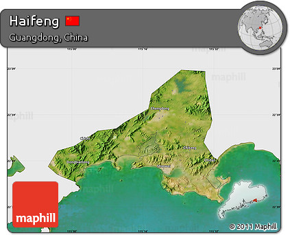 Satellite Map of Haifeng, single color outside