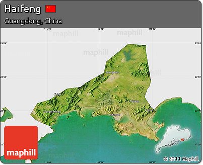 Satellite Map of Haifeng, single color outside