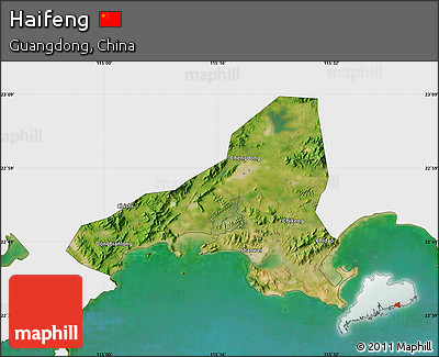 Satellite Map of Haifeng, single color outside